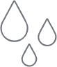 Three simple water droplet icons in outline style